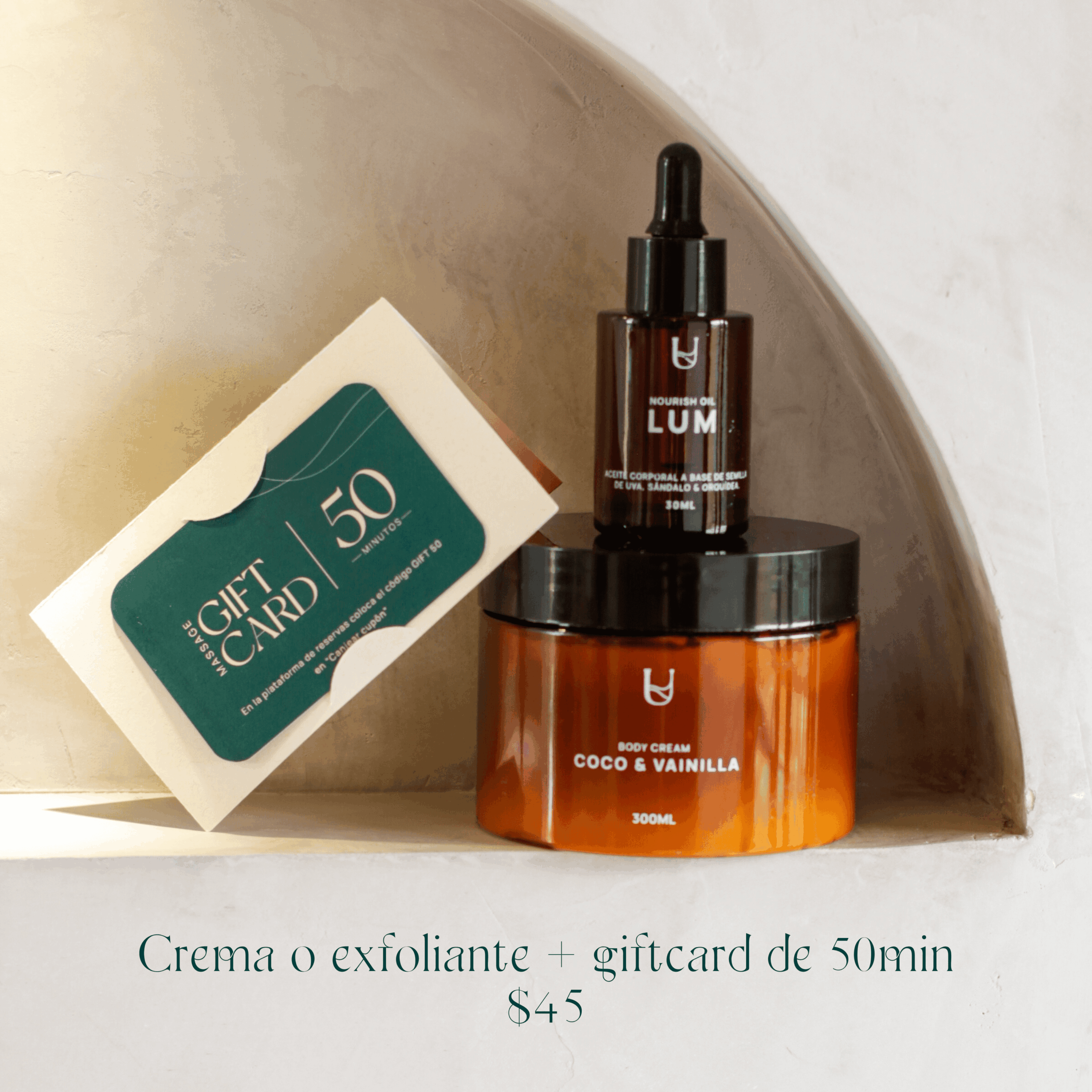 Crema ó exfoliante + Gift card de 50 min